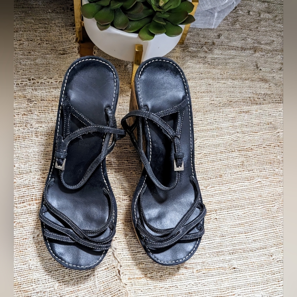 Prada Black Bamboo Cork Platform Wedge